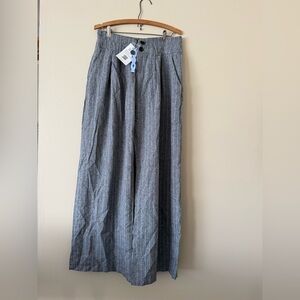 CIDER Gray Pinstripe Wide-Leg Trouser Pants size Large NWT